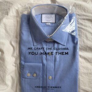 Charles Tyrwhitt Non-Iron Royal Oxford Shirt - Striped Blue